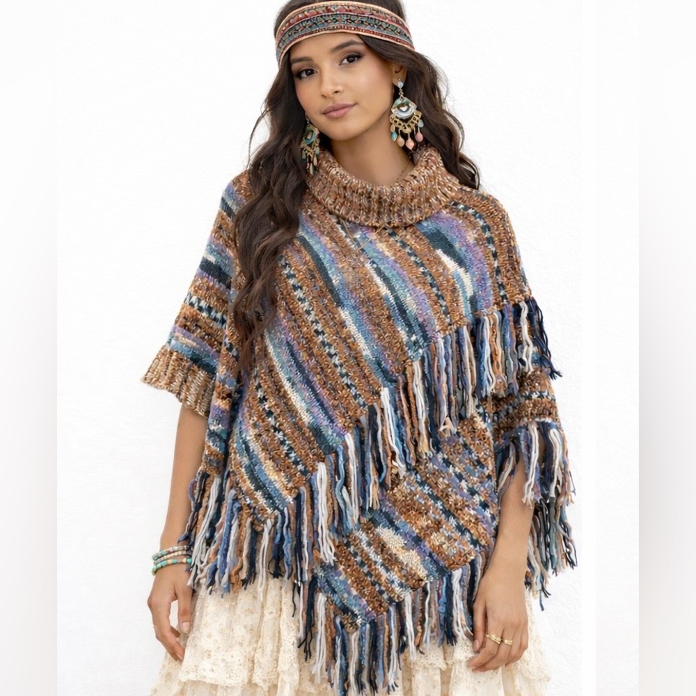 Anthropologie Multi Colored Stripe Poncho Deadstock - NWOT